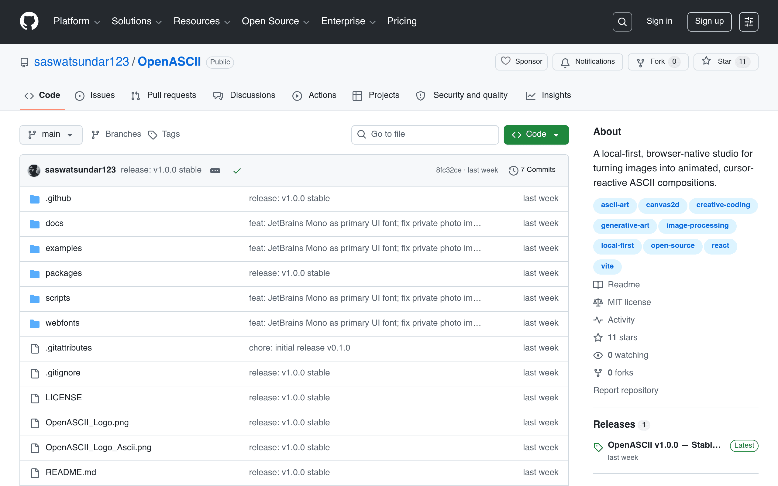 Screenshot of OpenASCII