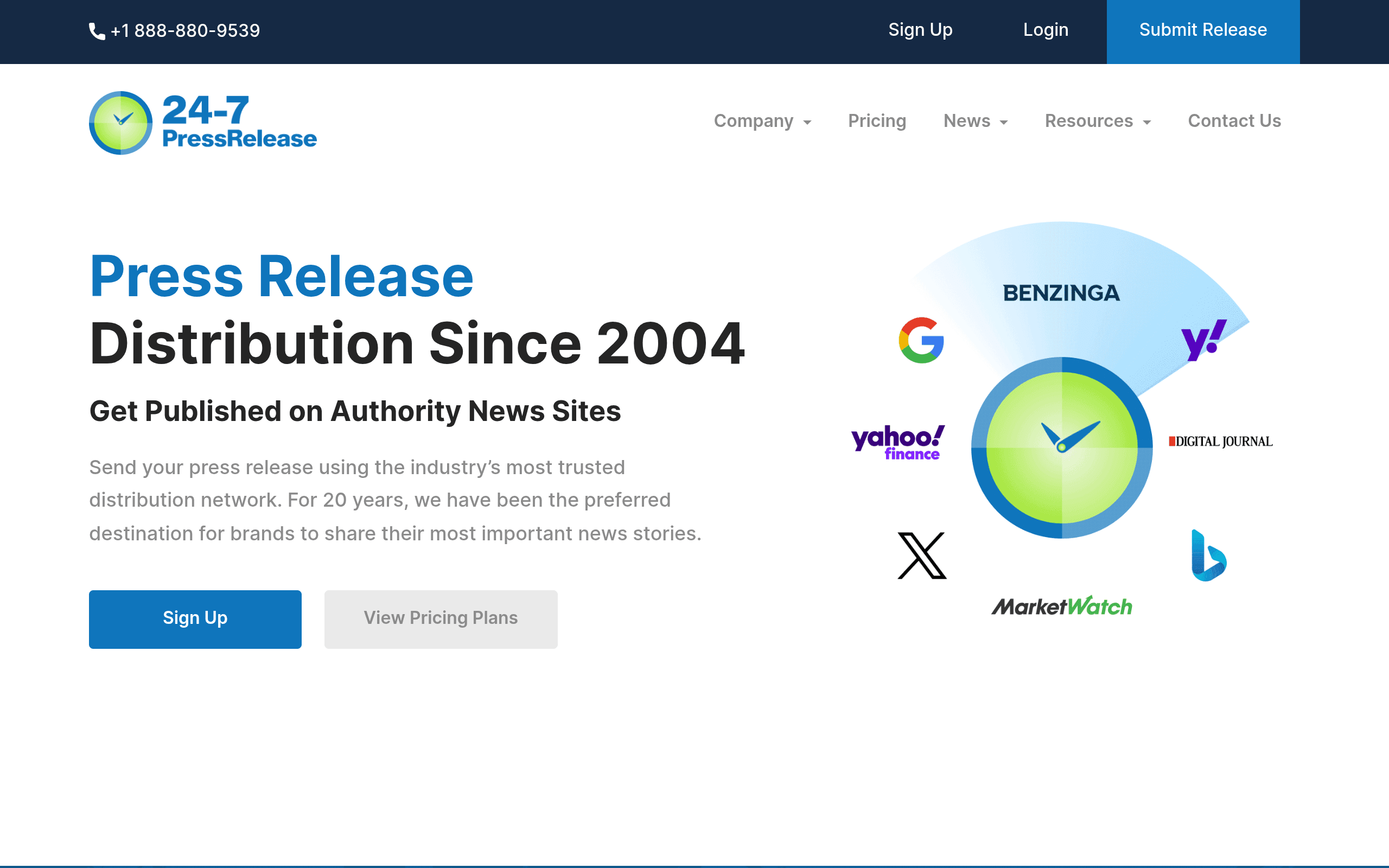 Screenshot of 24-7PressRelease