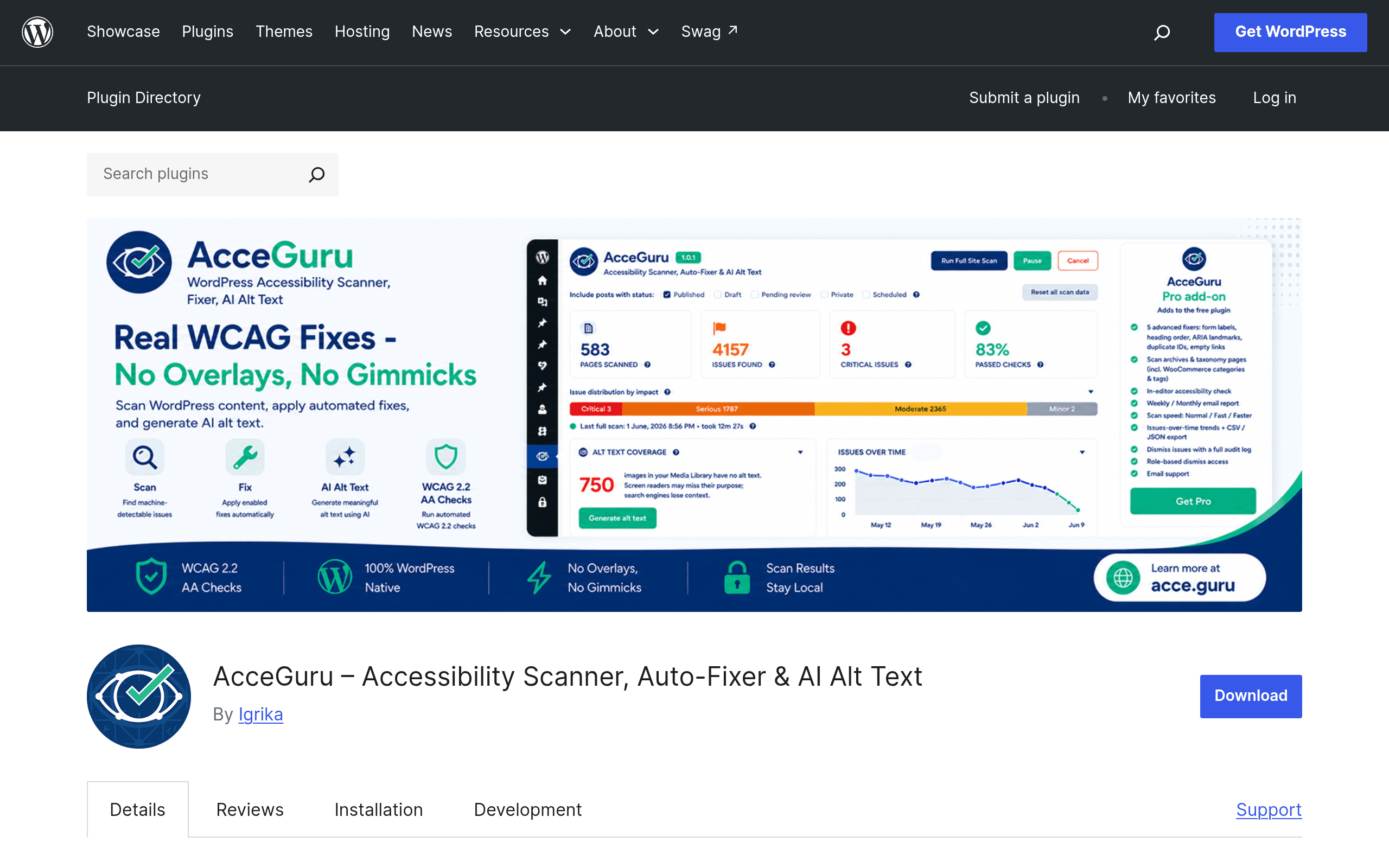 Screenshot of AcceGuru – Accessibility Scanner, Auto-Fixer & AI Alt Text
