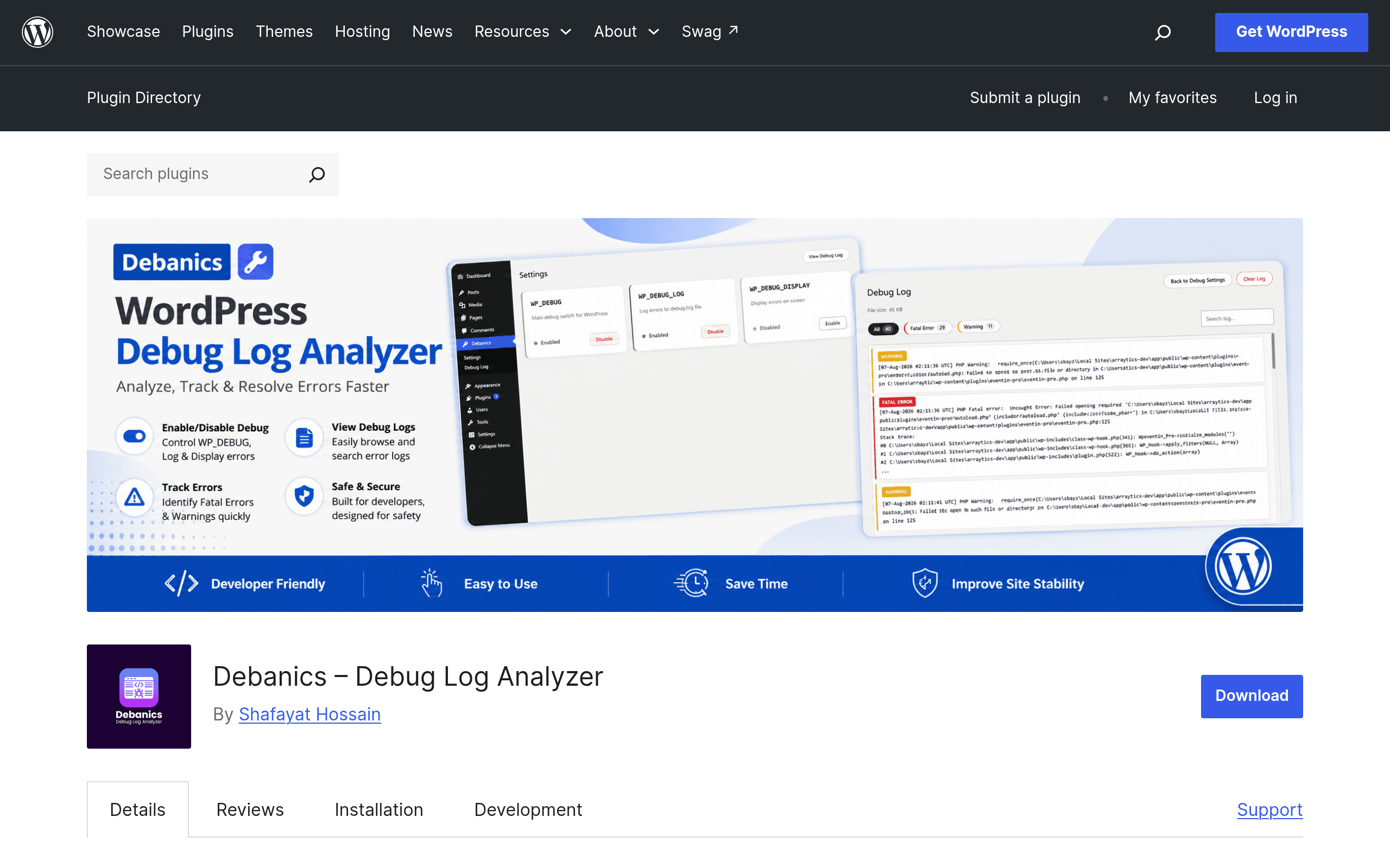 Screenshot of Debanics – Debug Log Analyzer