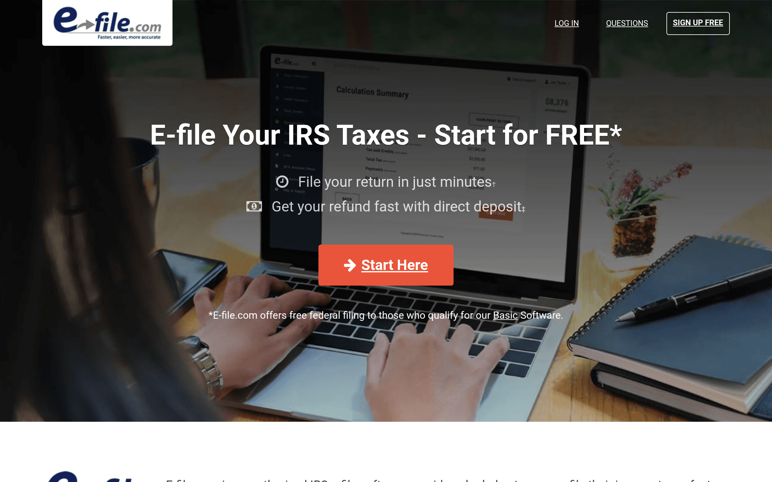 Screenshot of E-file.com