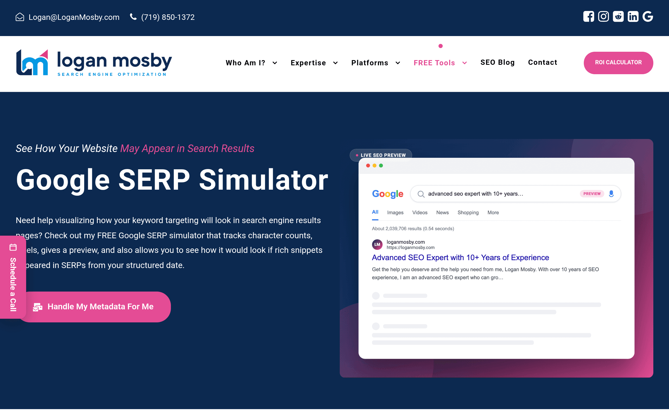 Screenshot of Google SERP Simulator