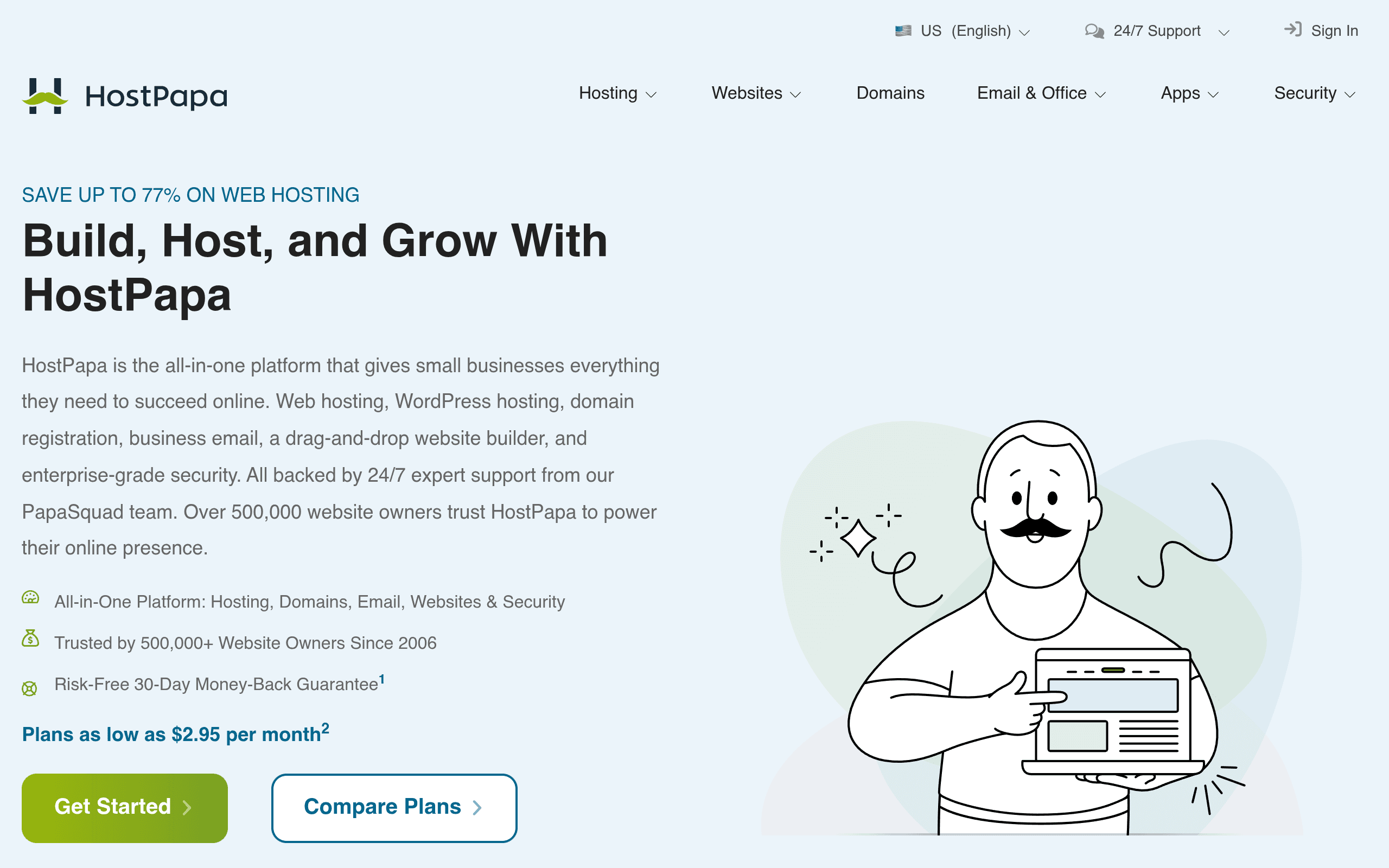 Screenshot of Hostpapa