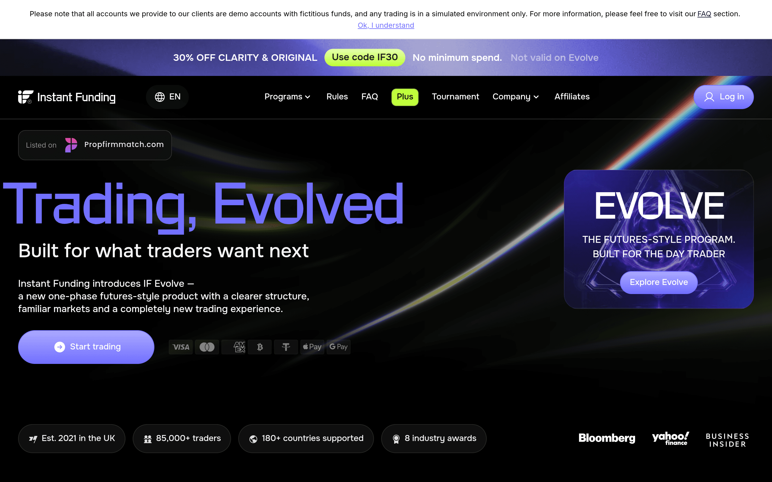 Screenshot of Instant Funding