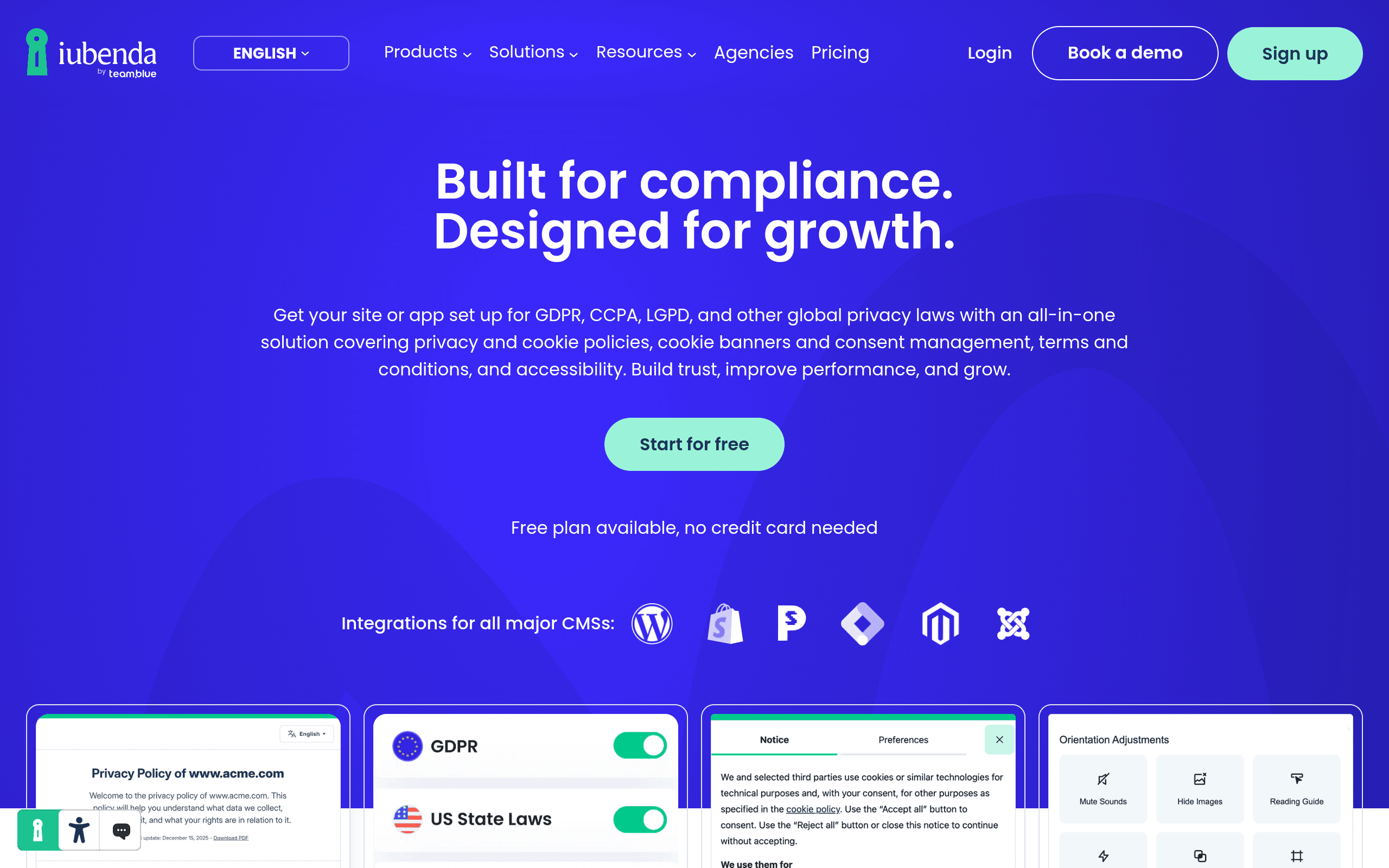 Screenshot of iubenda global