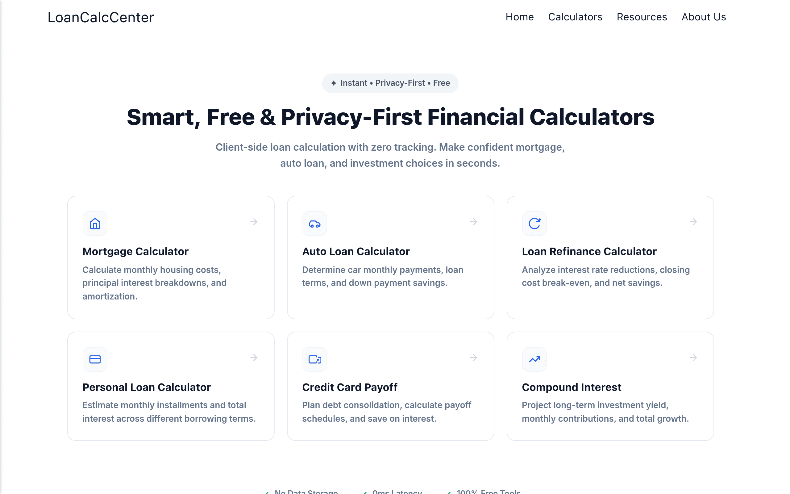 Screenshot of LoanCalcCenter