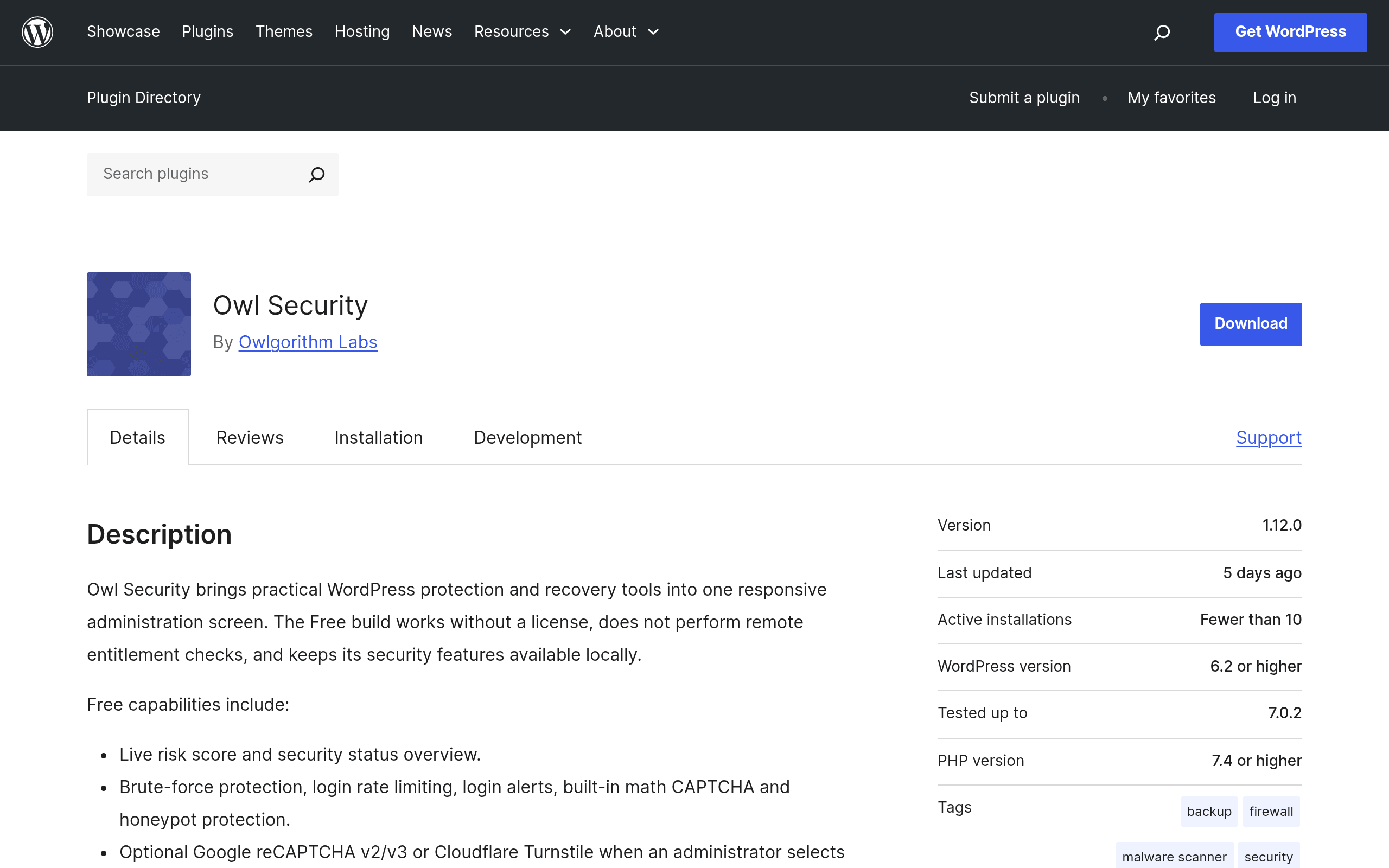 Screenshot of Owl Security