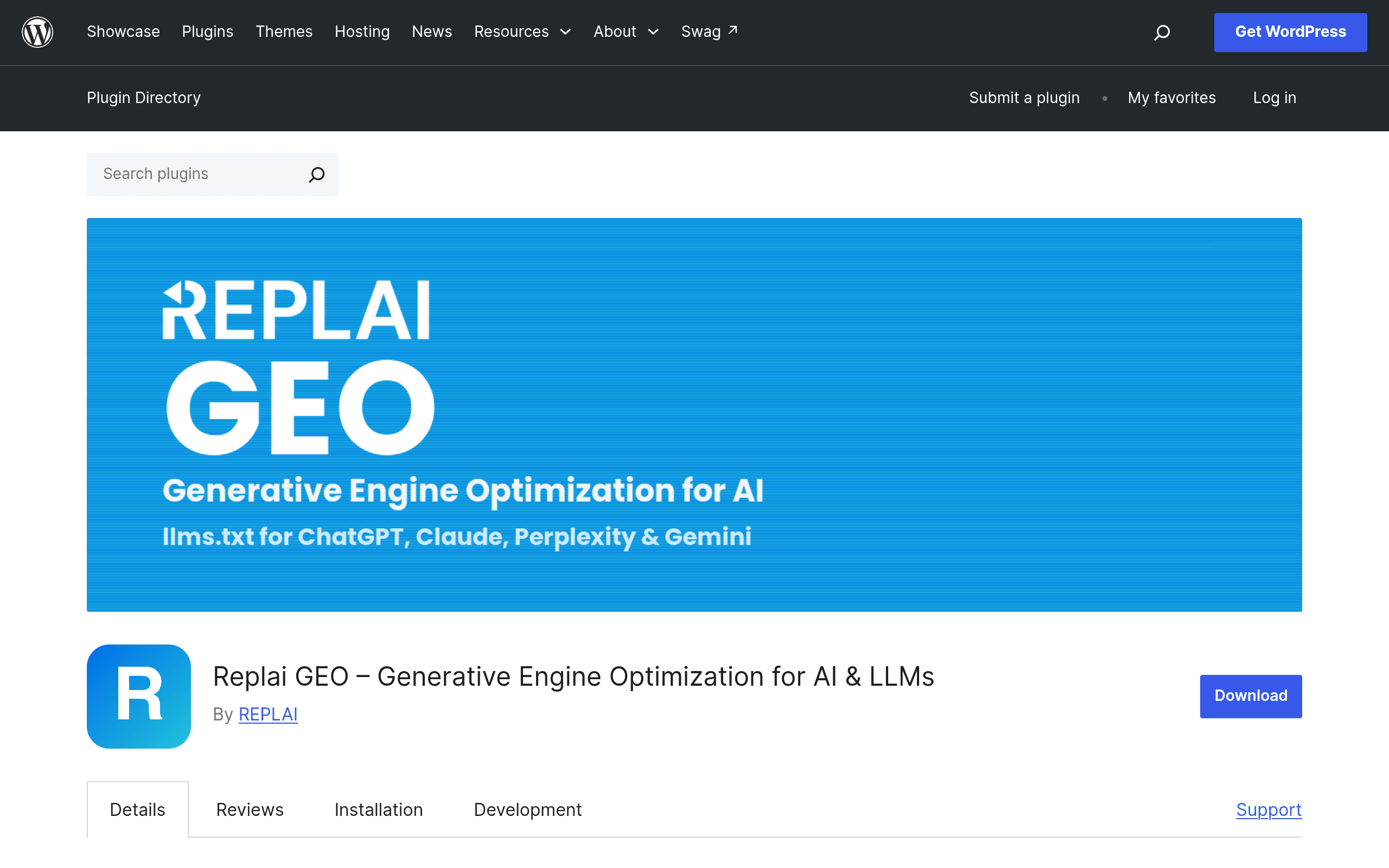 Screenshot of Replai GEO – Generative Engine Optimization for AI & LLMs