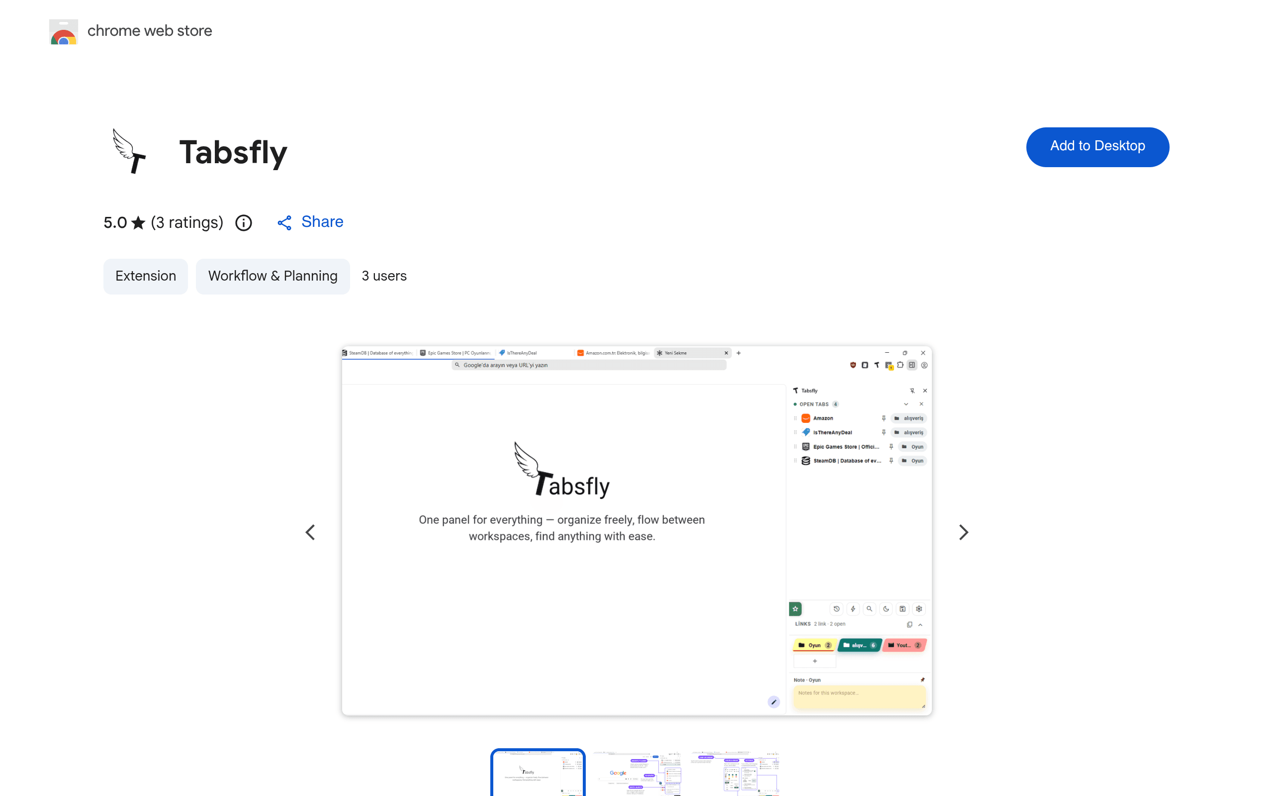 Screenshot of Tabsfly